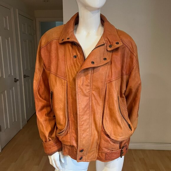 90'S UNISEX ADVENTURE BOUND BY WILSONS LEATHER BOMBER SIZE M MEDIUM - Picture 1 of 8